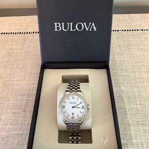 Bulova Women’s Diamond Silver Stainless Steel Dress Watch - White Dial